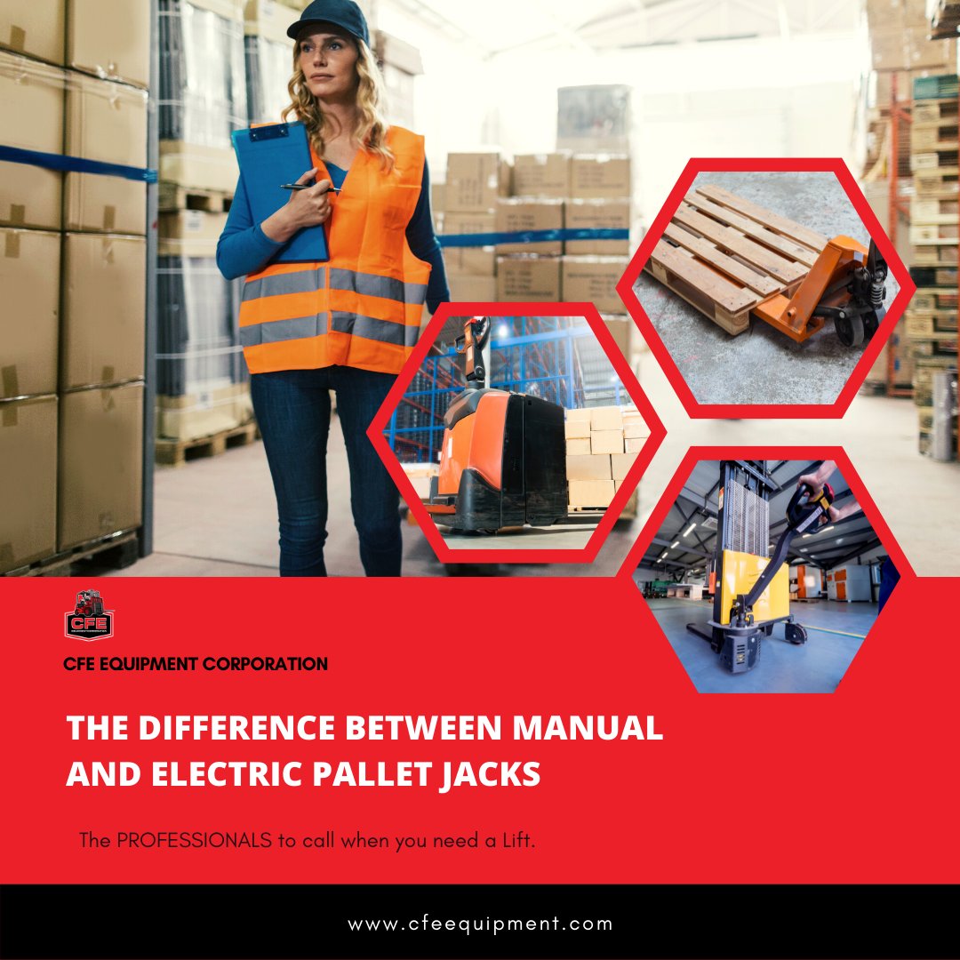 A pallet jack is the basic forklift. It’s purpose is simple: to move pallets. In our latest blog learn the difference between manual & electric pallet jacks: bit.ly/3Ll2wfp
.
.
.

#PalletJacks #ManualPalletJacks #ElectricPalletJacks #CFEEquipmentCorporation