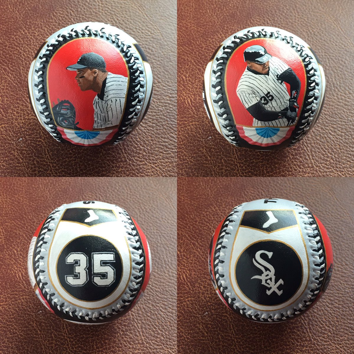 AgFredricksen's tweet photo. Frank Thomas Hand Painted Baseball- Commissioned. @whitesox @MLB #frankthomas #mlb #whitesox #Whitesoxbaseball #halloffame https://t.co/9ICcDxj3Vs