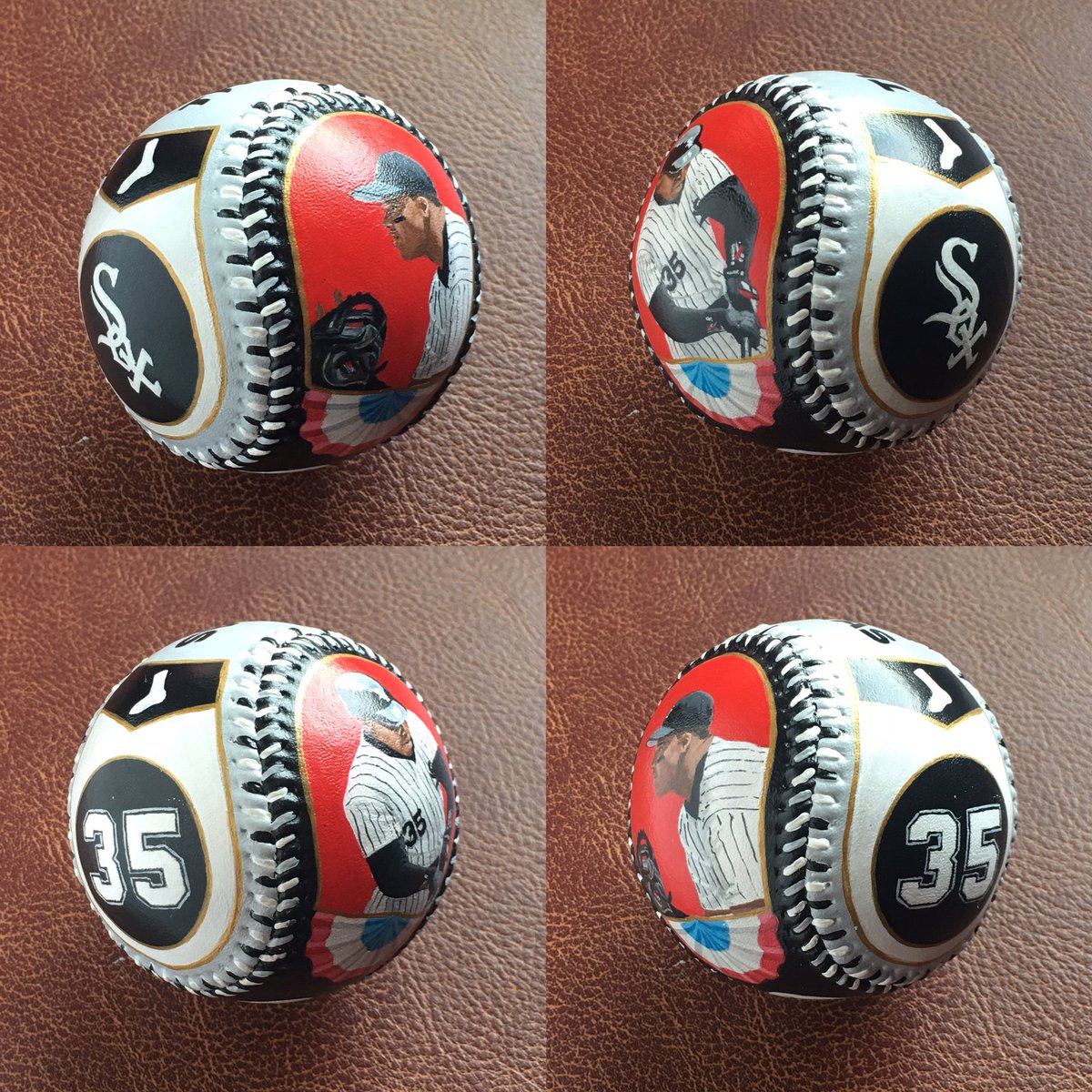 AgFredricksen's tweet photo. Frank Thomas Hand Painted Baseball- Commissioned. @whitesox @MLB #frankthomas #mlb #whitesox #Whitesoxbaseball #halloffame https://t.co/9ICcDxj3Vs