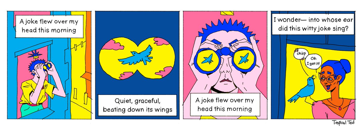 TheTropicalTed's tweet photo. "A joke flew over my head" comic. #jokes #art #ComicArt #tropicalted https://t.co/h9ci8WmwwI