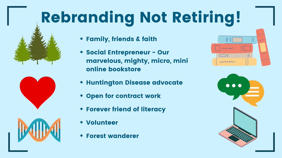 JoanneKaattari's tweet photo. After 25 years as Co-Executive Director of @Love4Literacy, I'm rebranding! ❤ Along w/ Jette Cosburn, my fellow Co-ED I'm retiring. 🥰

Here are some new pursuits: 
💡 #SocialEntrepreneur 
🧬 #Advocate
❤ #Volunteer
📚 #Books 
🌲 #ForestWander
➡️ #FriendOfLiteracy https://t.co/L2hQBdcfEK