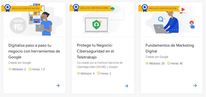 MurdockInvest's tweet photo. Google tiene disponible varios cursos oficiales certificados y gratis.

Todos ellos están relacionados con el mundo digital y tecnológico.

Marketing, Seguridad, Apps... 

Aprovéchalo como mejor te convenga. https://t.co/MXoFiKUTVi