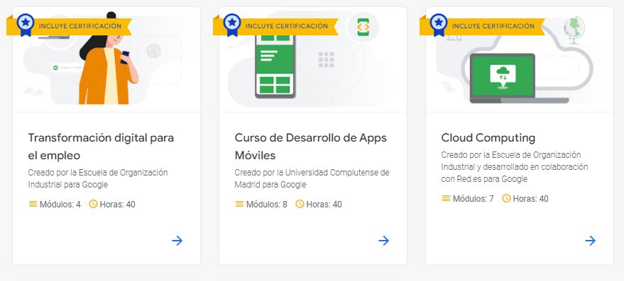 MurdockInvest's tweet photo. Google tiene disponible varios cursos oficiales certificados y gratis.

Todos ellos están relacionados con el mundo digital y tecnológico.

Marketing, Seguridad, Apps... 

Aprovéchalo como mejor te convenga. https://t.co/MXoFiKUTVi