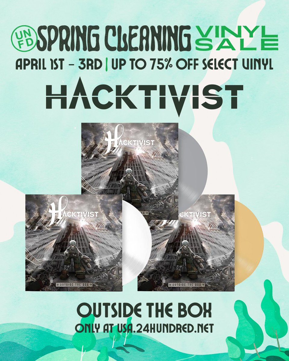 HacktivistUK's tweet photo. Our buddies at @unfdcentral are having a spring vinly sale this weekend!
Hit their @24HundredNet site to grab 75% off our records 🤘
#hacktivist
#hyperdialect
#OutsideTheBox
#unfd
#album
#vinyl https://t.co/LYr4MMhr5V