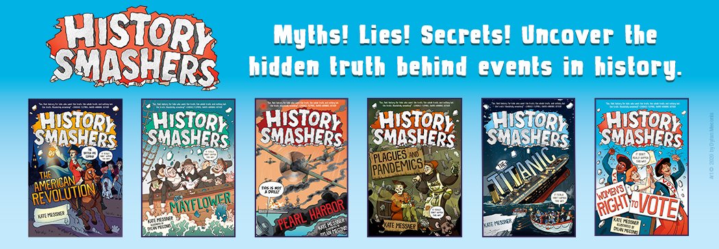 KateMessner's tweet photo. I have some exciting news today! 

The first six HISTORY SMASHERS titles will be available as audiobooks on May 17th! You can pre-order them now &amp; get ready to smash some myths with your family on that summer road trip... https://t.co/yU0SScrEAB