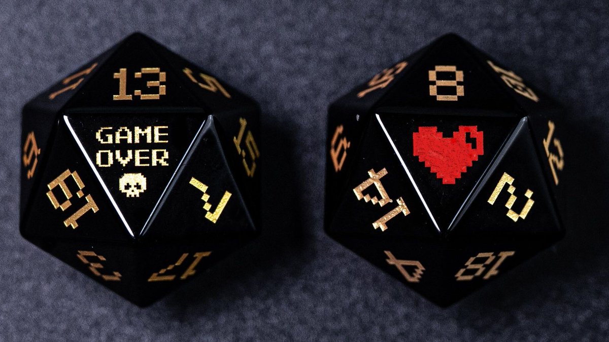 urwizards's tweet photo. Obsidian dice set with the Pixel Art RPG theme.

#dnd #dice #ttrpg #dungeonsanddragons #TTRPGs https://t.co/Bl6t6V7NEM