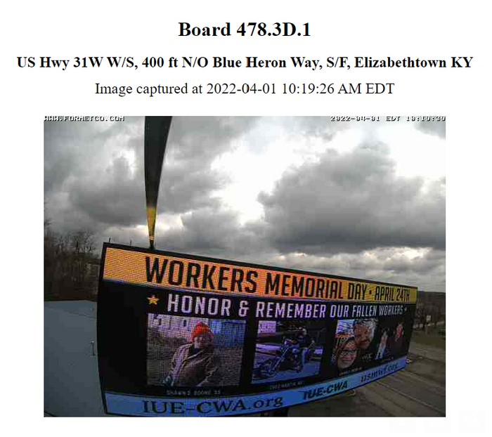 USMWF's tweet photo. BILLBOARDS ARE GOING UP!!!
Thank You IUE-CWA for their support this year in sponsoring 19 billboards up across OH, KY, IN, PA and WV helping us honor, recognize and remember our fallen workers. 
For more information about IUE-CWA go to https://t.co/hnhi7DN3bT https://t.co/j1rPrbZeNs