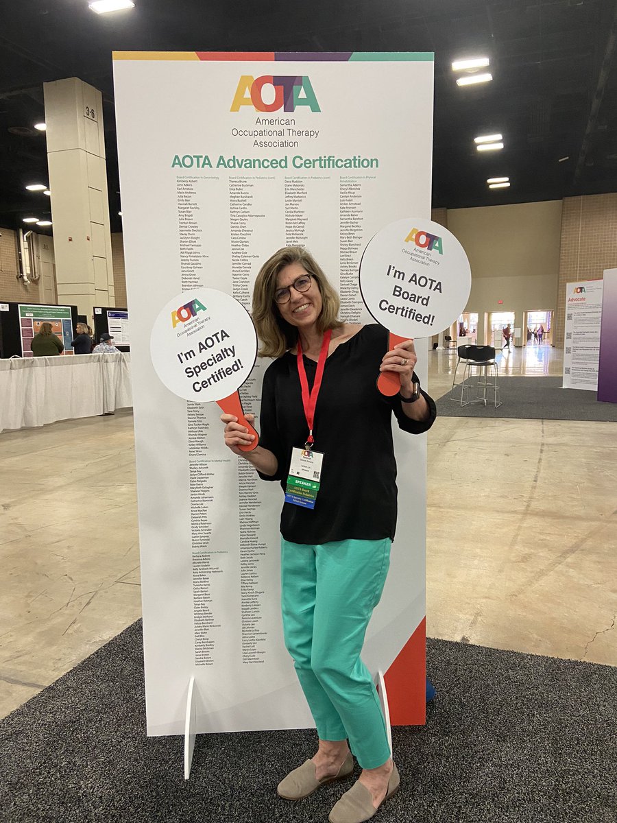 Thank you <a href="/AOTAInc/">AOTA</a> for this recognition.  Less than 10 practitioners in the country with dual certifications #AOTAINSPIRE22