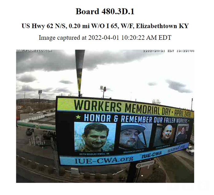 USMWF's tweet photo. BILLBOARDS ARE GOING UP!!!
Thank You IUE-CWA for their support this year in sponsoring 19 billboards up across OH, KY, IN, PA and WV helping us honor, recognize and remember our fallen workers. 
For more information about IUE-CWA go to https://t.co/hnhi7DN3bT https://t.co/ZIMwFnhJsc
