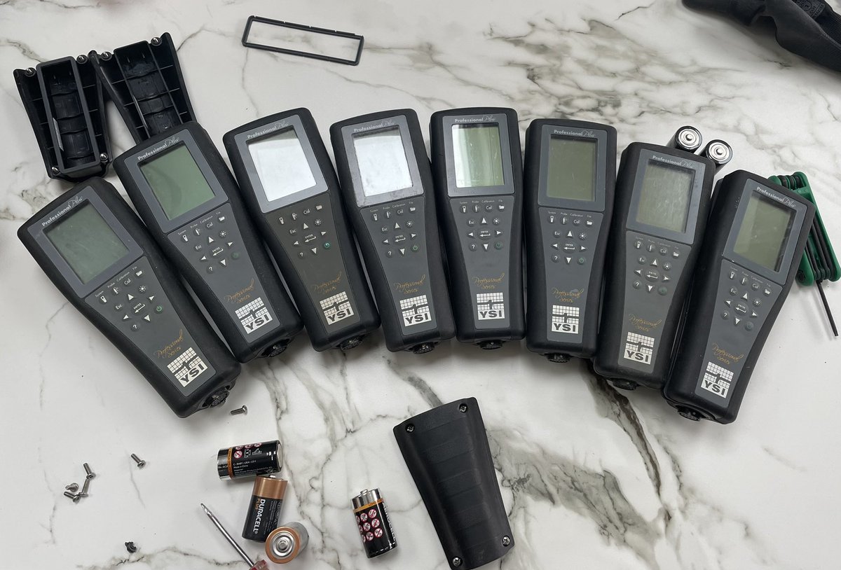 EvaaaBc's tweet photo. $8,800 dollars worth of YSI Pro Plus. All 8 units have suspiciously gone to shit (power issues, screen blanking out) all since the Pro Plus was discontinued 12 months ago…? None work. @YSIinc if you’re not going stand over your products what should I do? Buy In-Situ? https://t.co/Uci1tB6TdK