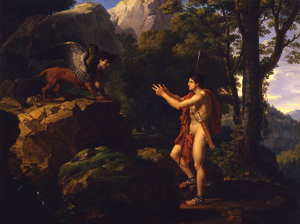 EmbajadaCSNTE51's tweet photo. El 1 de abril de 1766 nació François-Xavier Fabre, destacado pintor francés neoclásico reconocido por sus pinturas históricas y mitológicas. Hoy te presentamos Edipo y la Esfinge (h. 1808), La muerte de Sócrates (1802), La muerte de Narciso (1814) y Paisaje italiano (1811). https://t.co/e2SkLr5eBR