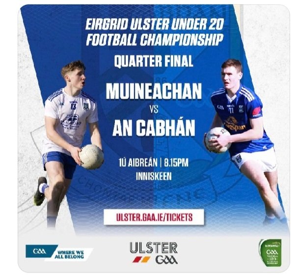 stmacartans's tweet photo. Ádh mór to all Sem boys past and present and their team mates playing for and managing the @monaghangaa U20 team this evening against @CavanCoBoardGaa at @InniskeenGaa in the @UlsterGAA U20 championship #BeirBua https://t.co/ajoMUM2suc