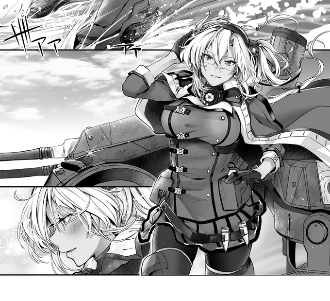 これはカッコいい感じの武蔵さんと
提督を愛おしく想う感じの武蔵さんです 