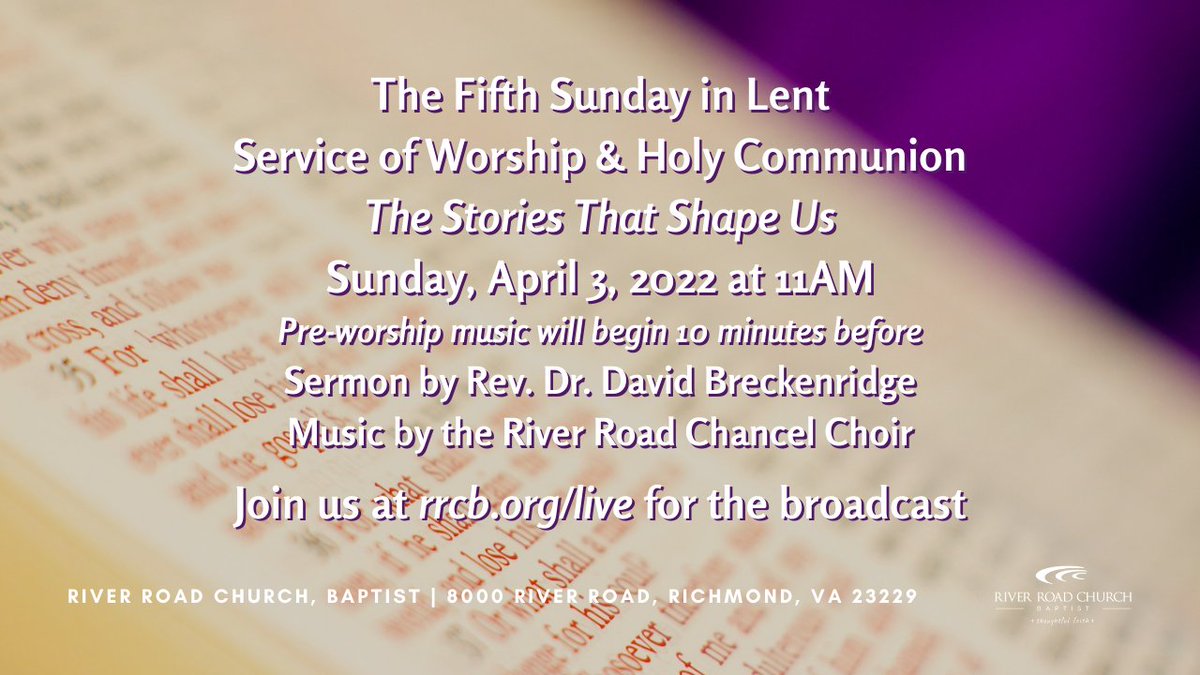 RRCBaptist's tweet photo. We invite you to join us for worship this Sunday, April 3, 2022 at 11AM in the Sanctuary. The service will also be broadcast live at https://t.co/DIbsUFTLj2, and the livestream will begin at 10:50 a.m. with pre-worship music. https://t.co/6tSTNNZpU1