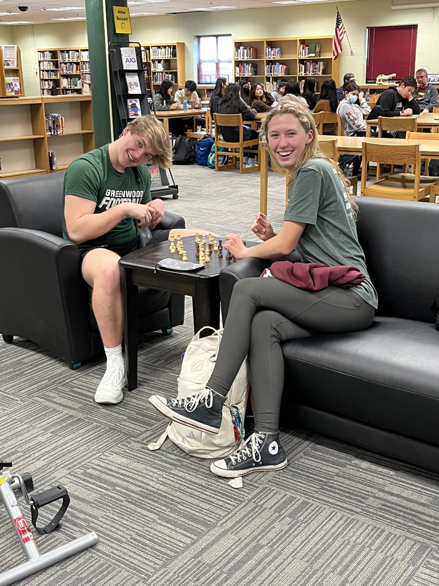 Love it when our new chess table gets used! Maybe one day a <a href="/GwoodHS/">Greenwood High School🐊</a> student will teach me to play!