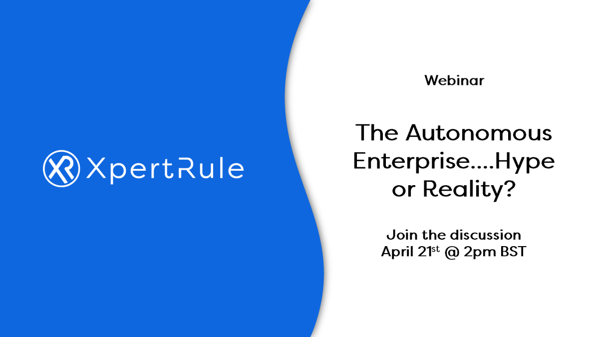 The Autonomous Enterprise...Hype or Reality? Join us for a discussion on the future of intelligent automation. We’ll provide insights into how AI powered tools can be used to amplify knowledge and go beyond automating quick transactions. 

Register now: eu1.hubs.ly/y0DRdl0