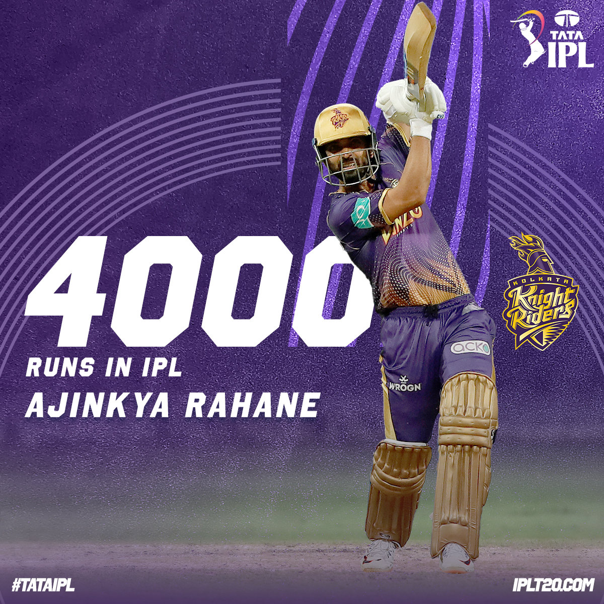 IPL's tweet photo. Milestone 🚨 - 4000 and counting for @ajinkyarahane88 👏👏

He is the the 12th batter to score 4k runs in #TATAIPL

Live - https://t.co/lO2arKbxgf #KKRvPBKS #TATAIPL https://t.co/Myd0O7S9hp