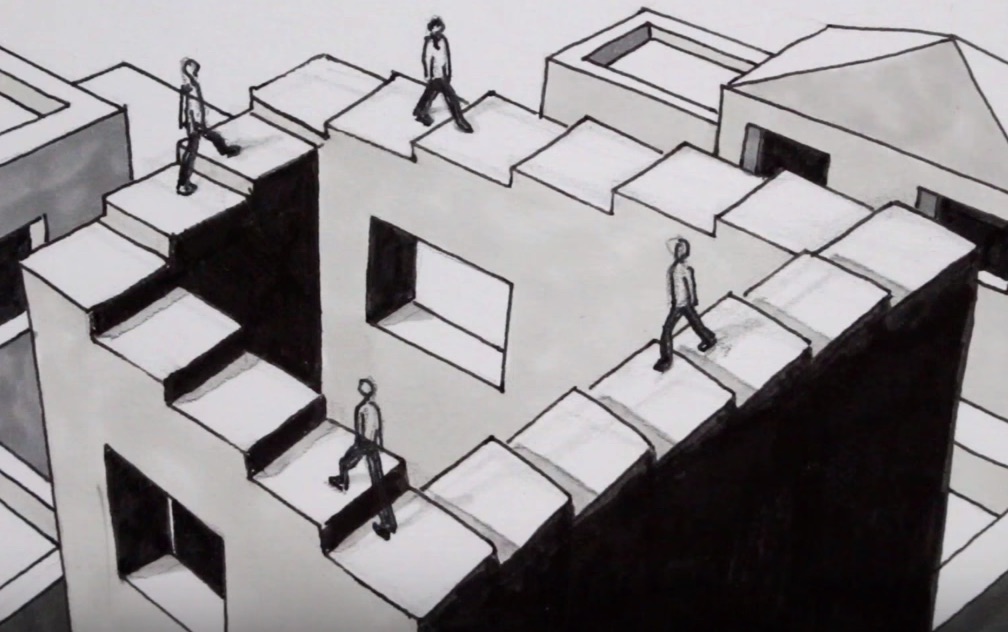 эшер лестница пенроуза. бесконечная лестница пенроуза. бесконечный парадокс. бесконечный парадокс. иллюзия лестница пенроуза.