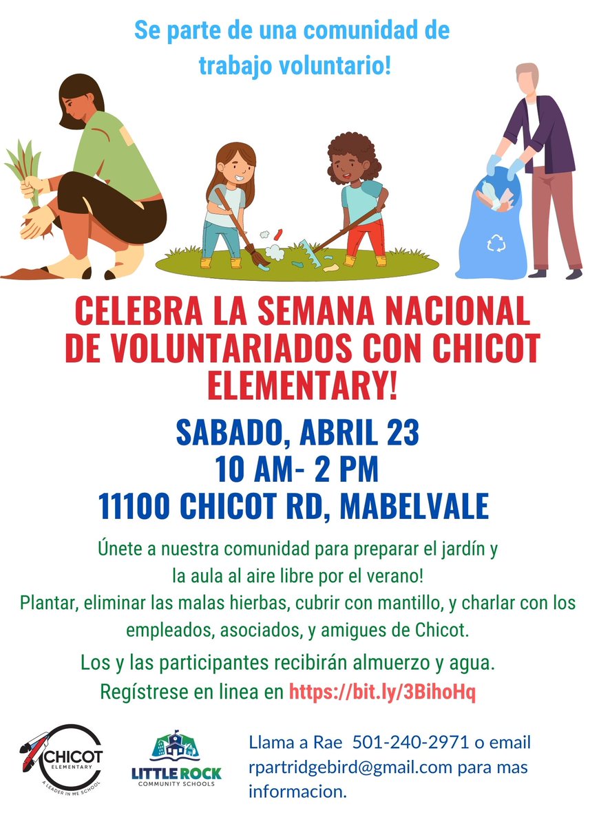 chicotlrsd's tweet photo. We can't wait to celebrate National Volunteer Week with @CityLittleRock. Join us to beautify Chicot! We have a variety of projects. Register today! #ImpactTheRock #LRSDPowerofUS

https://t.co/2iUq9BfWga https://t.co/fIctw0lfhR