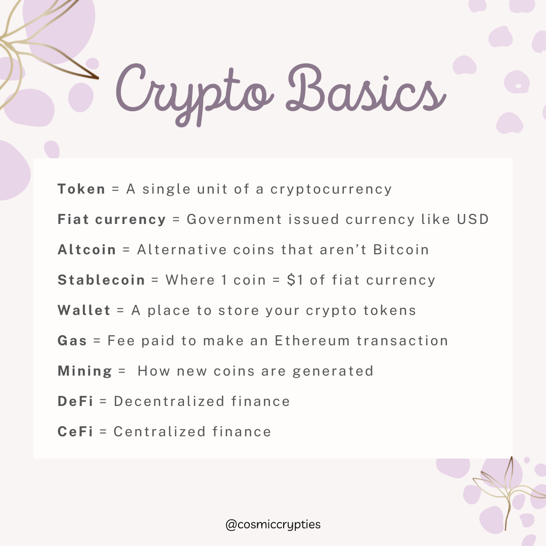 cosmiccrypties's tweet photo. Some basic crypto terms to know 💫💰 https://t.co/UvMATsZX5G