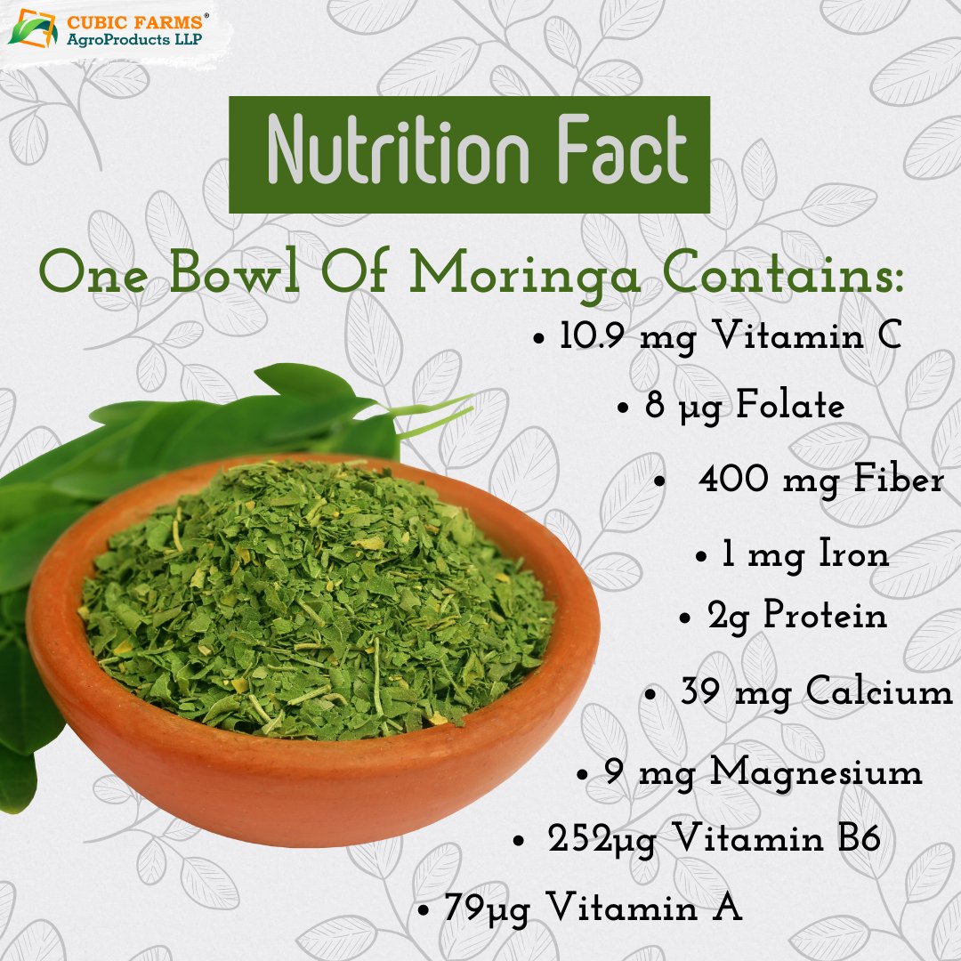cubicfarmsagro's tweet photo. Moringa Has-
🌿7X Vitamin C in an Orange.
🌿3X Iron in Spinach.
🌿4X Vitamin A in a Carrot.
🌿4X Calcium in One Glass of Milk.
🌿3X Potassium in One Banana.
🌿 2X Protein Found in Regular, Plain Yogurt.
#moringa #moringapowder #moringapower #drumsticktricks #cubicfarmsagro https://t.co/kGBBcMAcqf