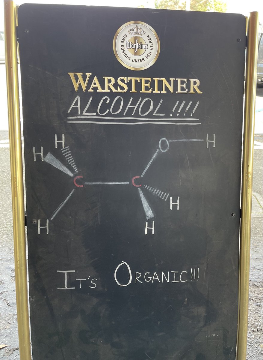 ronulrich's tweet photo. Outside of a Bavarian restaurant on the Oakland, Ca estuary.  Someone had a good chem teacher! https://t.co/wOikYRoaAy
