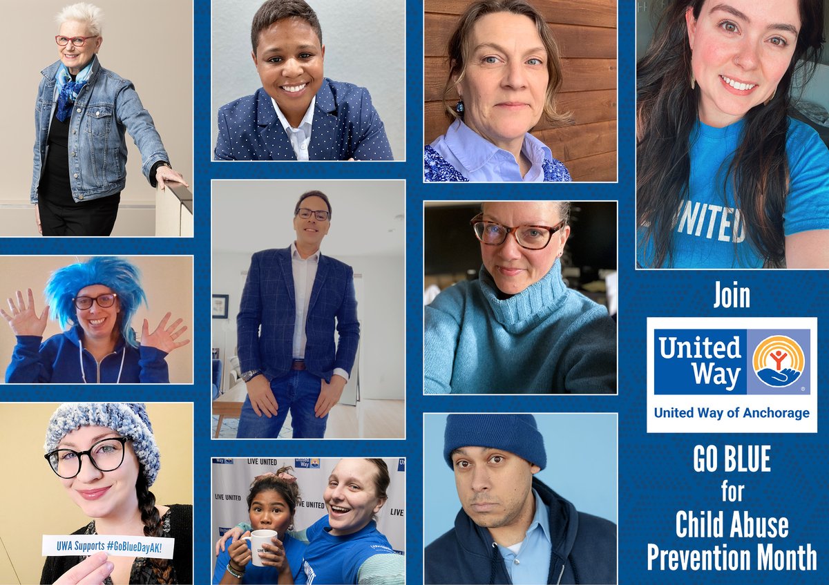 liveunitedanc's tweet photo. April is #ChildAbusePreventionMonth. United Way of Anchorage employees are joining @AKChildrenTrust today on #GoBlueDayAK. #GrowingABetterTogetherAK https://t.co/kUTBiB3bIl