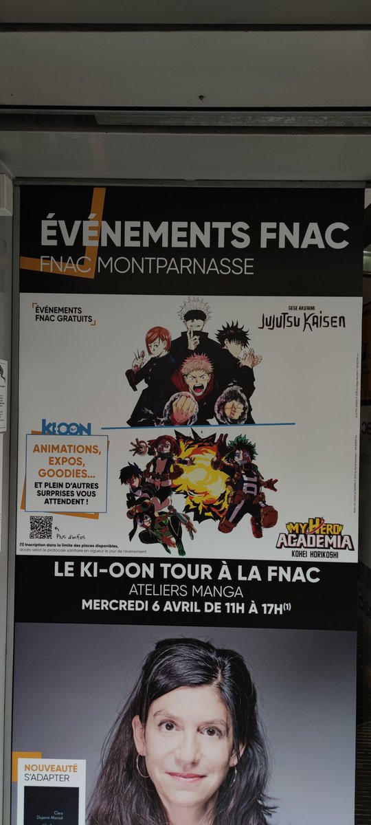 mangaparnasse's tweet photo. Des animations sur Jujutsu Kaisen ,Lovecraft et My héro Academia vous seront proposés mercredi 6 avril à la Fnac Montparnasse Venez nombreux !!! Ki-oon Fnac Tour @Fnac @ki_oon_Editions https://t.co/tWllfDV1TY