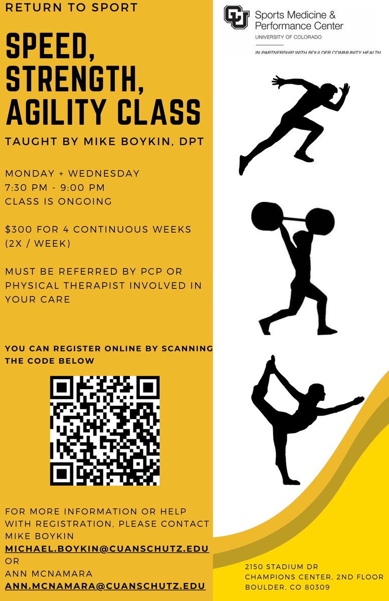 .@CUSMPC is offering a 'Speed, Strength, and Agility', return to sports class to help athletes return safely and confidently to their sport at, and above, their previous level of performance after an injury. Starts Monday: bit.ly/3iPjcPS #SportsMedicine #Athletes #Rehab