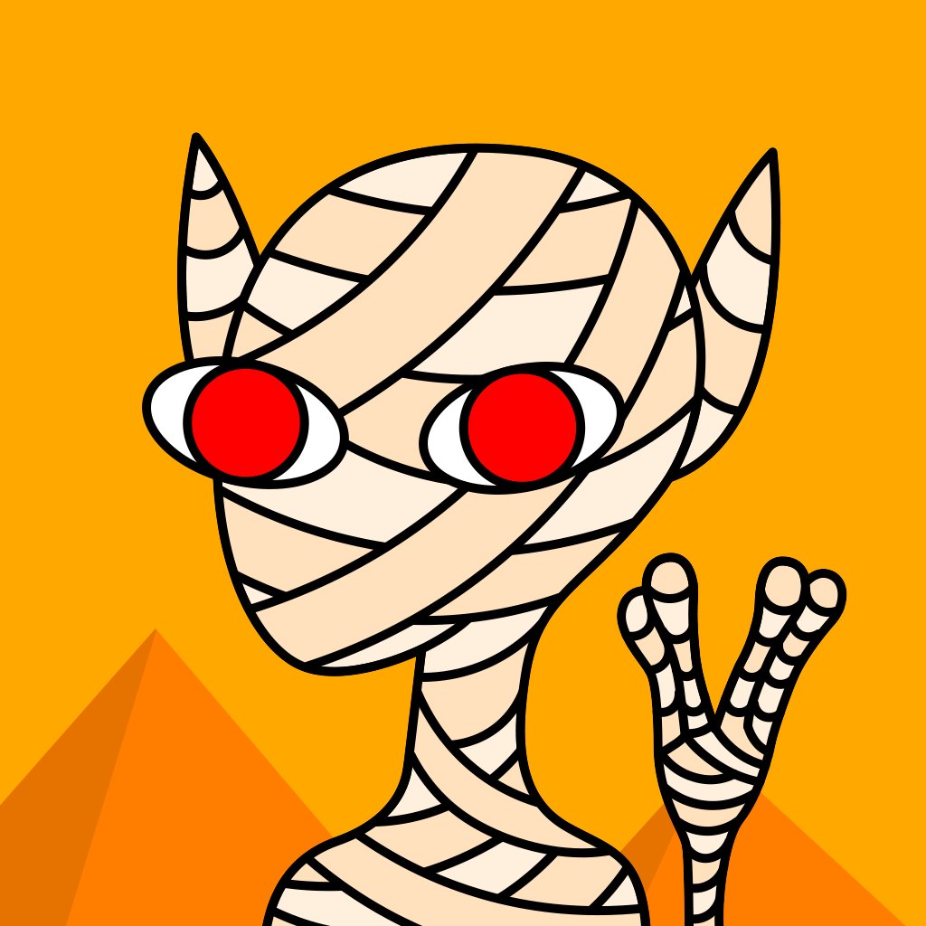 AlienTheBaddy's tweet photo. I was overthrown by the usurper and almost mummified ALIVE! 😰 That was close! 

#AlienTheBaddy #Baddy #Alien #NFT https://t.co/TQsDrXw9EK