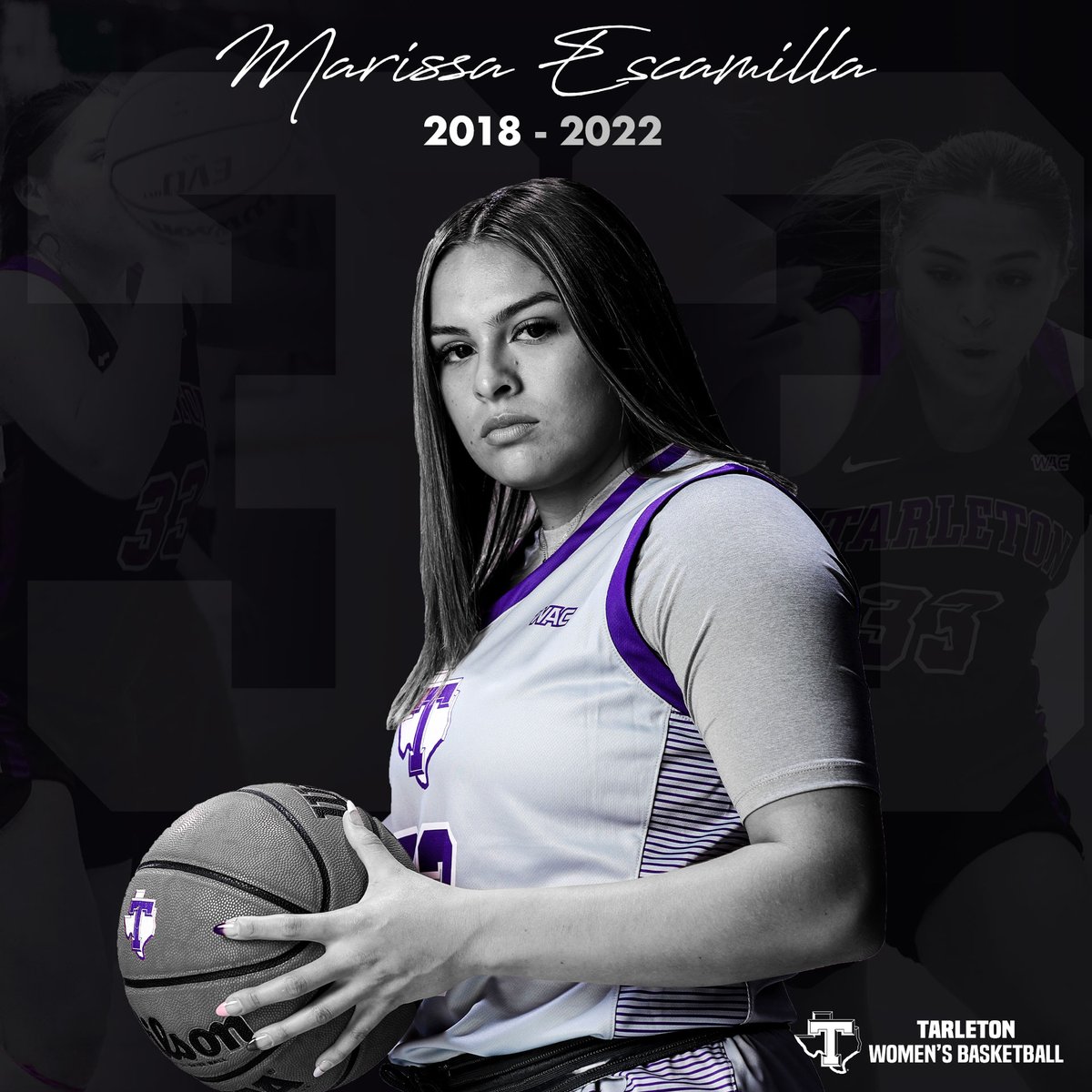 TarletonWBB's tweet image. 𝗧𝗵𝗮𝗻𝗸 𝗬𝗼𝘂 3️⃣3️⃣

Saluting an all-time great today 🙏

🏀 First All-WAC player in program history
🏀 In 2021, ranked 4th in the WAC in ppg (14.2) and rpg (7.2)
🏀 94 games played, 767 PTS, 411 RBS, 258 ORB, 38 double-digit scoring games, six double-doubles

@marissanesc