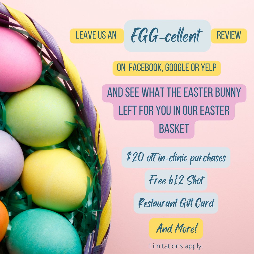 This is no April-Fool's Joke! The Easter Bunny stopped by Optimum Healthcare early to deliver a basket of Egg-cellent prizes just for you! Leave a review & you can pick an egg at our office! Each egg has a special surprise inside, so hop on in before they're all gone! https://t.co/ZzevFNOgRA