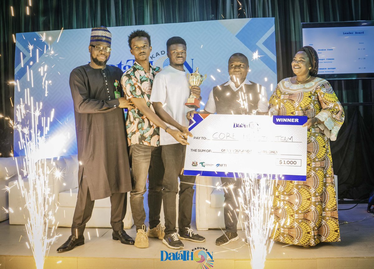 ClickOnKaduna's tweet photo. Kaduna Datathon:
... And the winner is....
Team Core Health from Jos, Plateau State. π£ππ₯
#KadunaDatathon #DataScience https://t.co/O1eZ3ivVAj