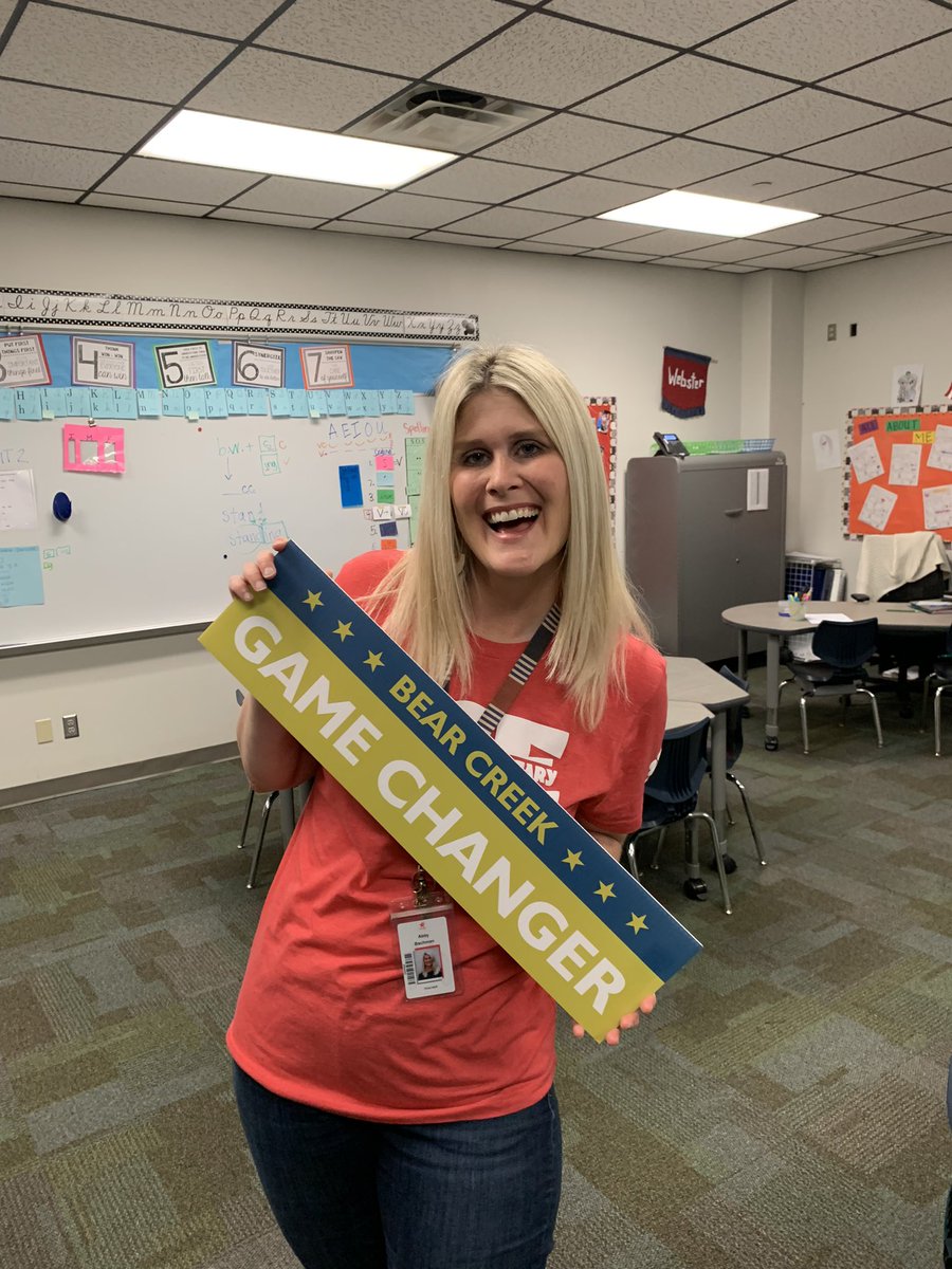 BryanCalvert3's tweet photo. Game Changer Recognition Day @BearCreekElem! Abby Bachman is doing great things in literacy intervention! We appreciate her positive energy she brings to our campus. #bceGameChanger https://t.co/oQrGwke4d4
