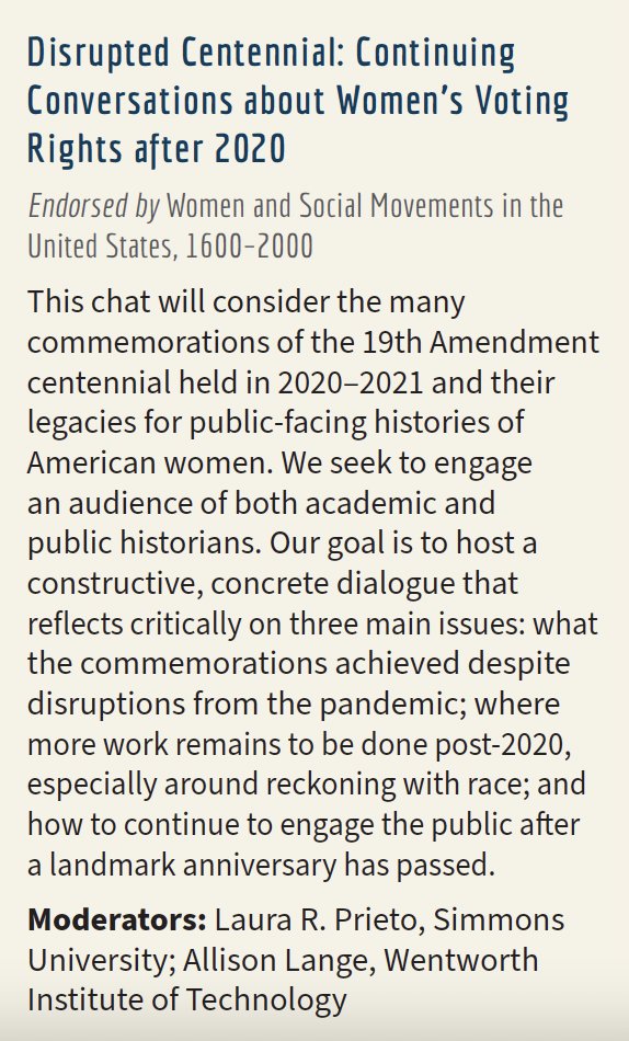 Come chat with @Laura_R_Prieto and me at #OAH22 tomorrow about the 19th Amendment centennial! At noon in the Exhibit Hall! #VotesForWomen #vote #suffrage #vote100 #suffrage100 #history #WomensHistory #19that100 #19thAmendment #WomensRights #WomenAlsoKnowHistory #twitterstorians