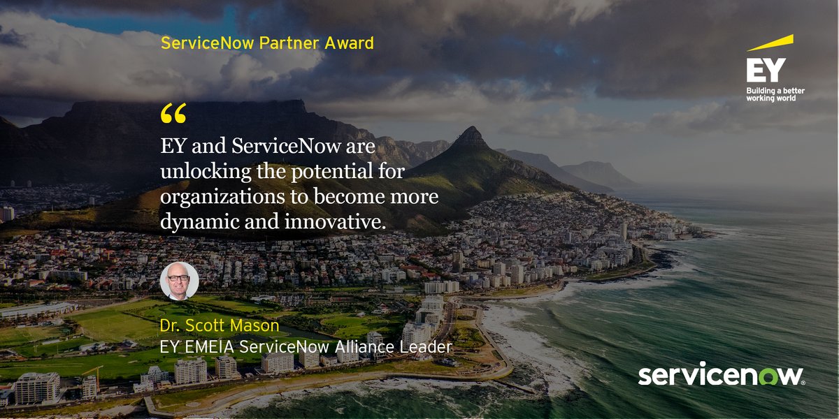 EY_Ecosystems's tweet photo. We're excited to be recognized as the 2022 @ServiceNow EMEA Partner of the Year for how we're automating workflow so business works smoother, employees work smarter and customers don’t have to work at all. #EYServiceNow #EcosystemValueRealized #BetterWorkingWorld https://t.co/AjbrMupo4m