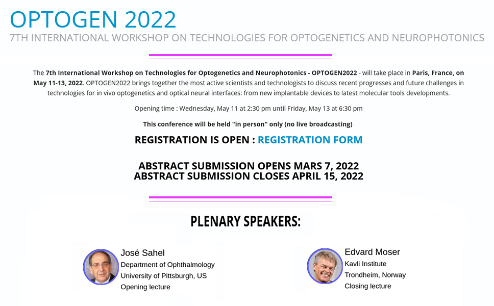InstVisionParis's tweet photo. [REMINDER] #OPTOGEN meeting 2022
May 11-13th, in Paris organized by @EmilianiLab
for developers and end-users in #optogenetics and #neurophotonics 
👉🏻 https://t.co/dZMvuB88dk
👉🏻 Early registration and free for students until 
April 15th.
👉no streaming
 🙏THANK YOU FOR SHARING🙏 https://t.co/JNUOxGFXoq