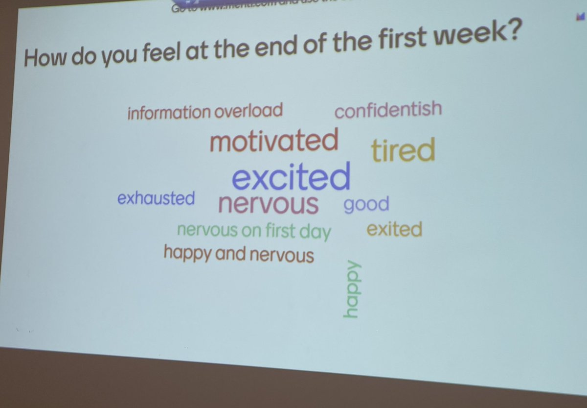WordCloud at the end of HCA Induction Week 1. Great way to see how the HCAs are feeling and opened up lots of discussions. They may still be nervous but all looking forward to starting week 2 after a relaxing weekend <a href="/UHSFT/">University Hospital Southampton 💙</a> <a href="/ClareGmai/">Clare</a> <a href="/anita_esser/">Anita Esser</a>