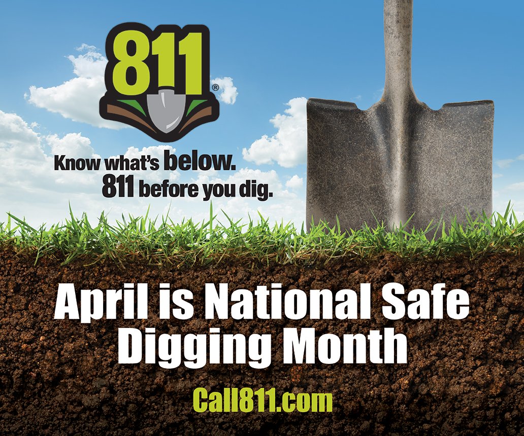 NewYork811's tweet photo. April is National Safe Digging Month and #NewYork811 reminds you that if you plan to dig you should plan to contact 811 first. #KnowWhatsBelow #ClickOrCall811 #NSDM https://t.co/y6zNJ71HM6