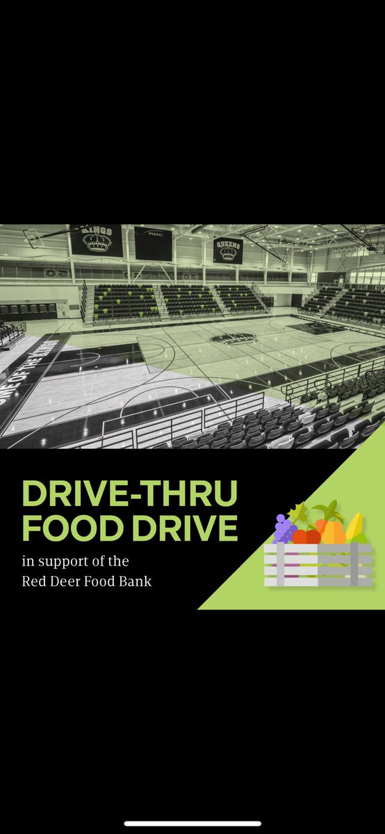RDPCurling's tweet photo. Today @RDP_Athletics is hosting the 2nd annual Drive-Thru Food Drive in support of the @ReddeerFoodbank. Bring your non-perishable food to the Gary W Harris Canada Games Centre entrance between 9am and 5pm today! Cash donations will also be collected onsite. #feedtheneed 👑 https://t.co/nC52B88IyX