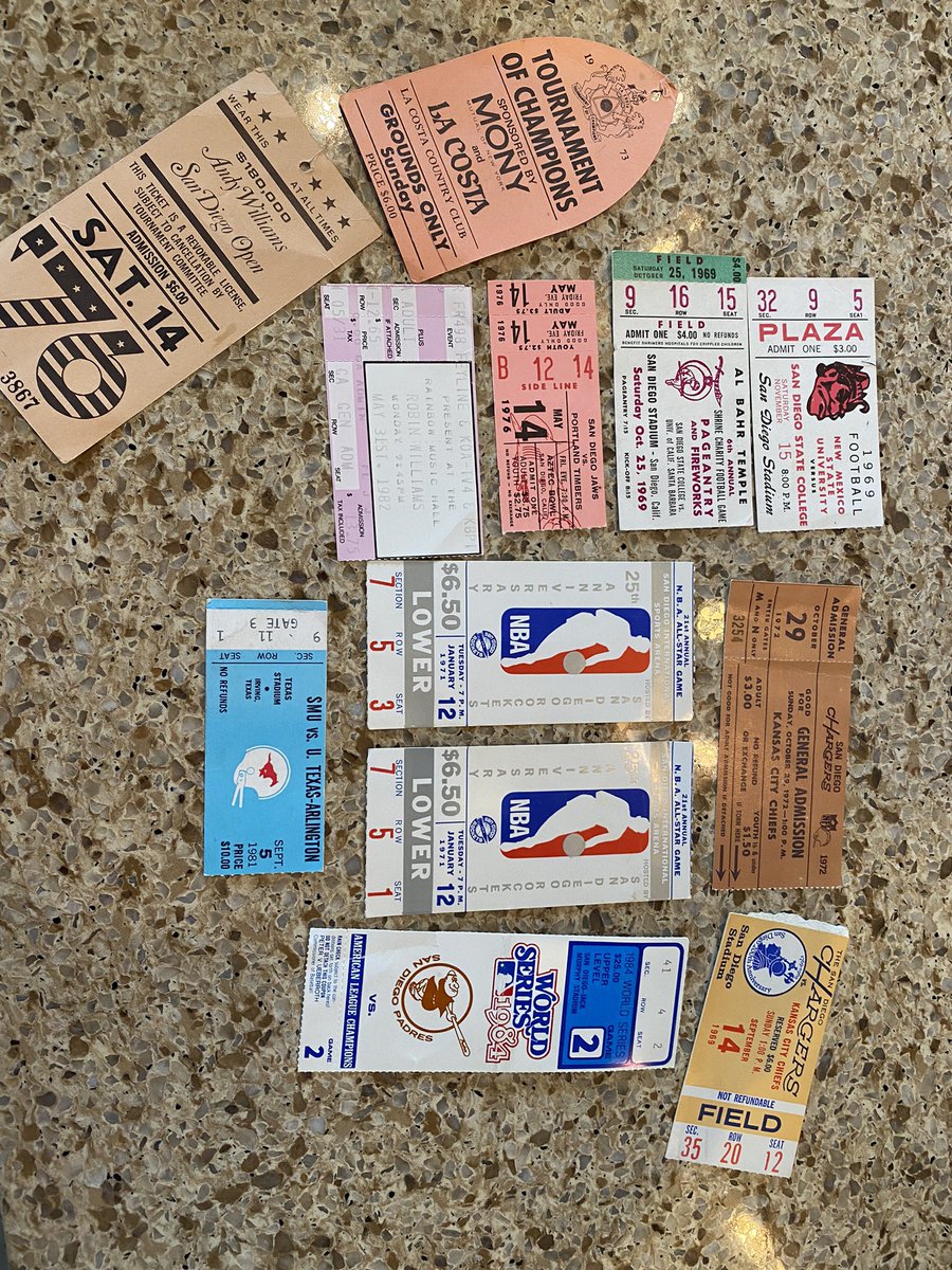 chuck1470's tweet photo. I’ve always kept my old tickets to sporting events and other things. Wonder if any of these are worth anything? What ya think @darrenrovell https://t.co/851JZpcDs3