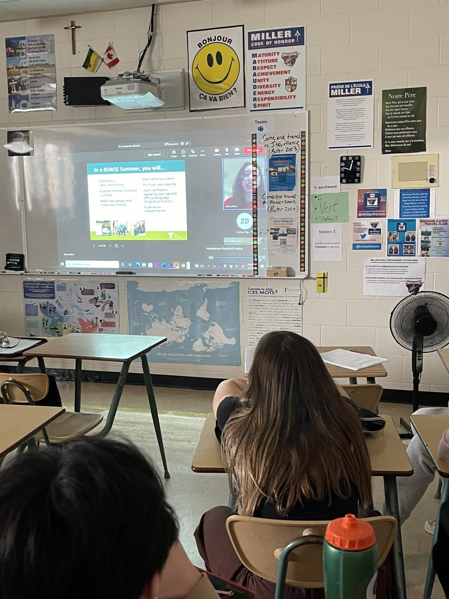 kristabgates's tweet photo. Merci! Thanks to #swse Summer Work Student Exchange with the @YMCA_Canada @YMCA_Regina for presenting to our students on awesome summer opportunities where our students are able to use their French language skills. @MillerCHS @millerfrimm @RCSDenfrancais https://t.co/dpqV6AnjiV