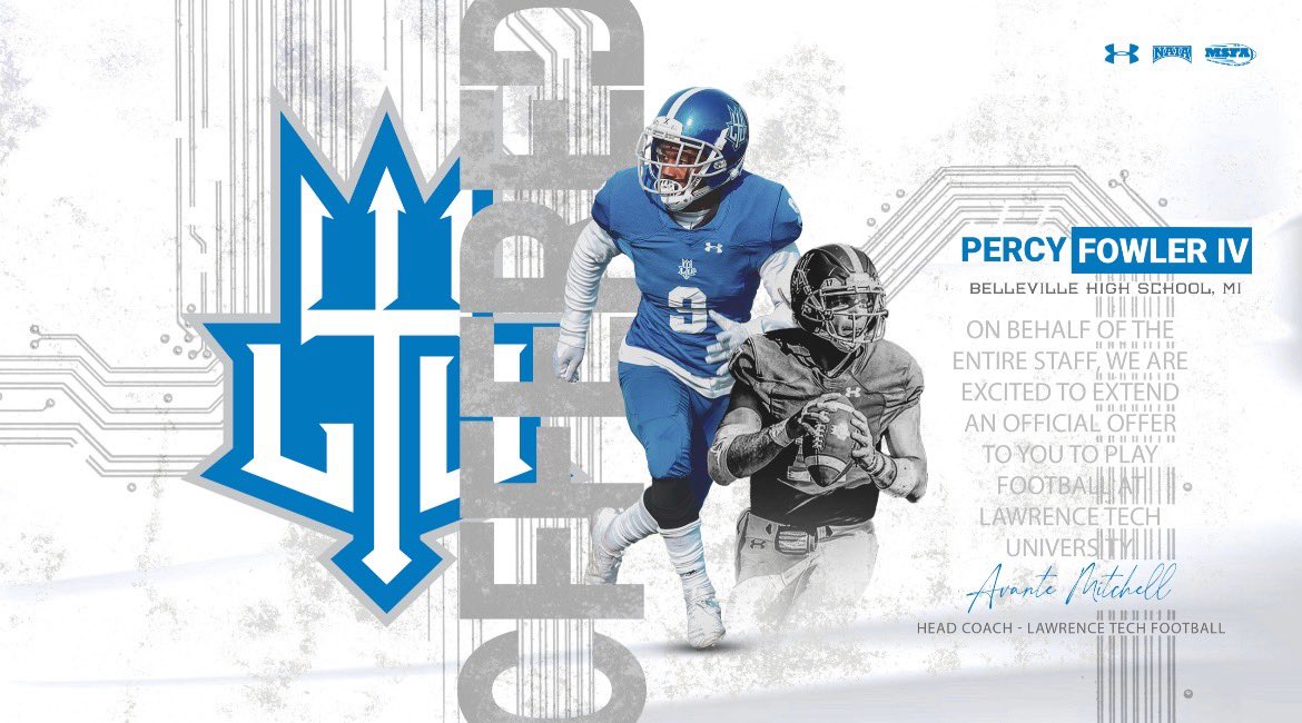 PercyFowlerIV1's tweet photo. Blessed to receive an offer
from Lawrence Tech University @T_Wilson11 @coachamitchell1 https://t.co/LYGZM7W8xY