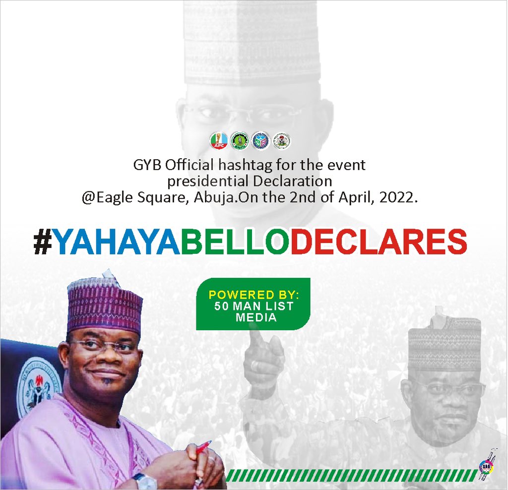ed_onoja's tweet photo. Join us at Eagle Square Abuja, as #YahayaBelloDeclares https://t.co/kLV1JDyi3m