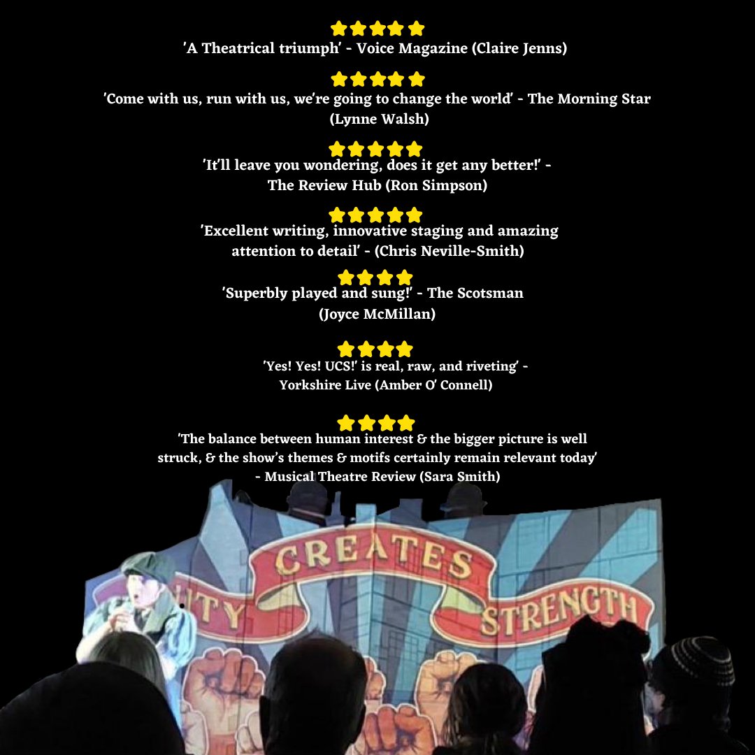townsendprod's tweet photo. '#YesYesUCS  Another lovely review from Our Journal https://t.co/NdhsqUMLbK. We are on tour until 1st May we are in the South West from tomorrow starting at: @LighthousePoole Tues &amp; Wed @AlmaBristol Thurs @Swansea Frid #CreditonArts Sat Soapbox Plymouth &amp; Sunday @PloughArts https://t.co/LunBFCmKe7
