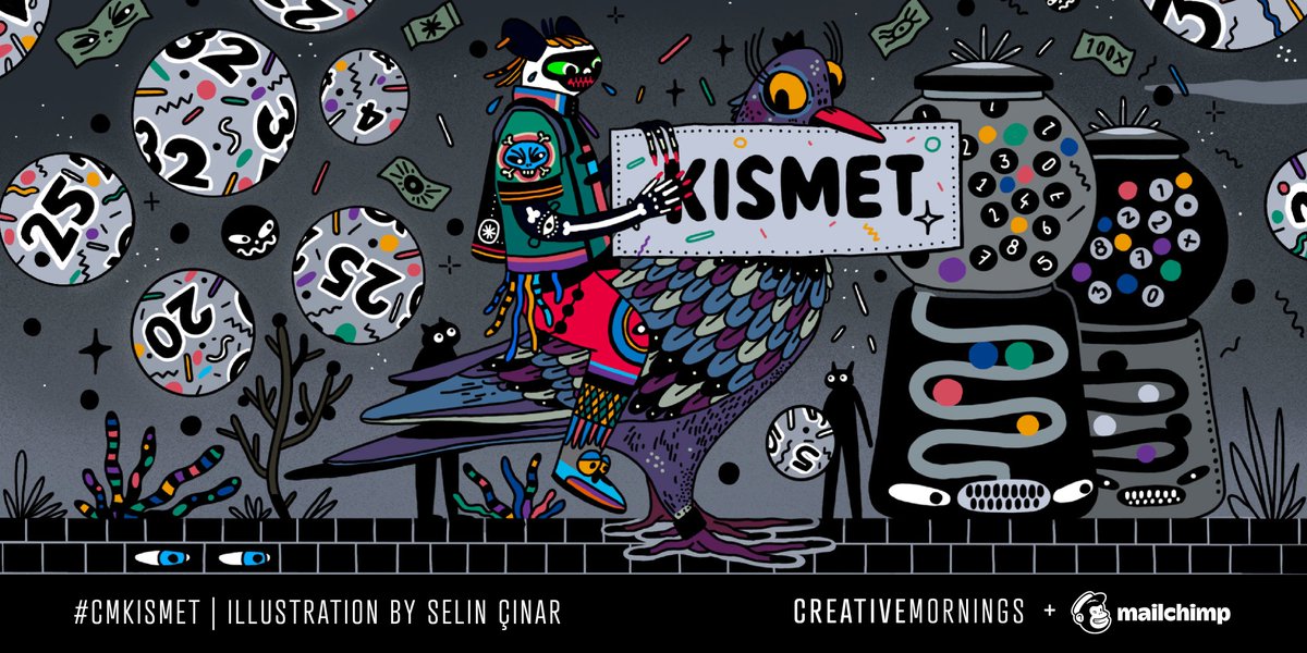 An unexpected windfall, a chance encounter with another that blossoms, a doorway opening to impossible dreams. Kismet is a little pocket of time just for you. 

<a href="/CM_Istanbul/">CreativeMornings/IST</a> chose the theme and Selin Çınar to illustrate: bit.ly/3izEHE9