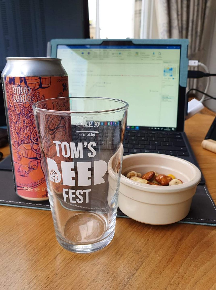 HampdenThompson's tweet photo. Two years ago today I was getting ready for a  virtual work happy hour. I really enjoyed and appreciated those online meet ups that I  had every week with other HoS. I also always enjoyed the @BrassCastleBeer beers that I had in stock during lockdown 🍺. #lockdownmemory https://t.co/ZTfrNifJGX