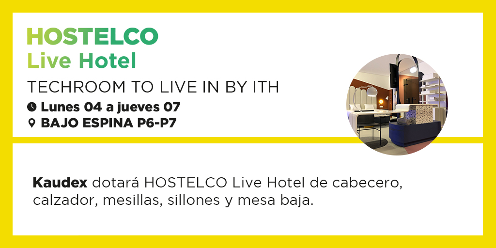 Hostelcobcn's tweet photo. ¡No podríamos imaginarnos una #TechRoom sin @Kaudex_contract! 🔝

El fabricante de mobiliario para hoteles será clave para la habitación de @ithotelero y @CEHATes en #HOSTELCOLiveHotel ✨

#Hostelco #Hostelco2022 https://t.co/YiZmvV9lYt