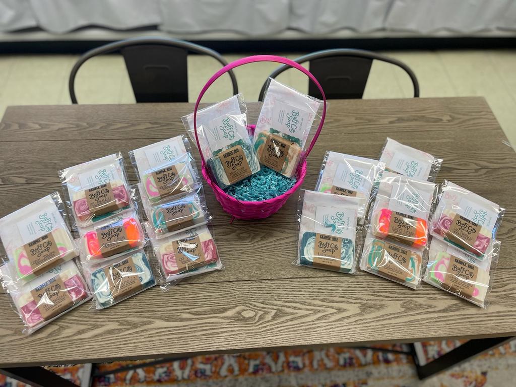 apsearcy's tweet photo. Buff City Soaps provides goodies for JMCSS Busy Mom's Book Club! #mindfulparenting @SocialJmcss @JMCSchools https://t.co/nMtLkt50wP