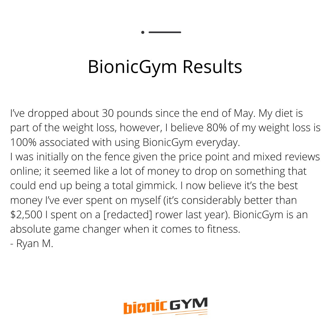 bionicgym's tweet photo. More BionicGym results. 

A better investment in fitness than a bulky home cardio machine? Ryan M. from the BionicGym Facebook Community seems to think so. https://t.co/m6ViKSurpK